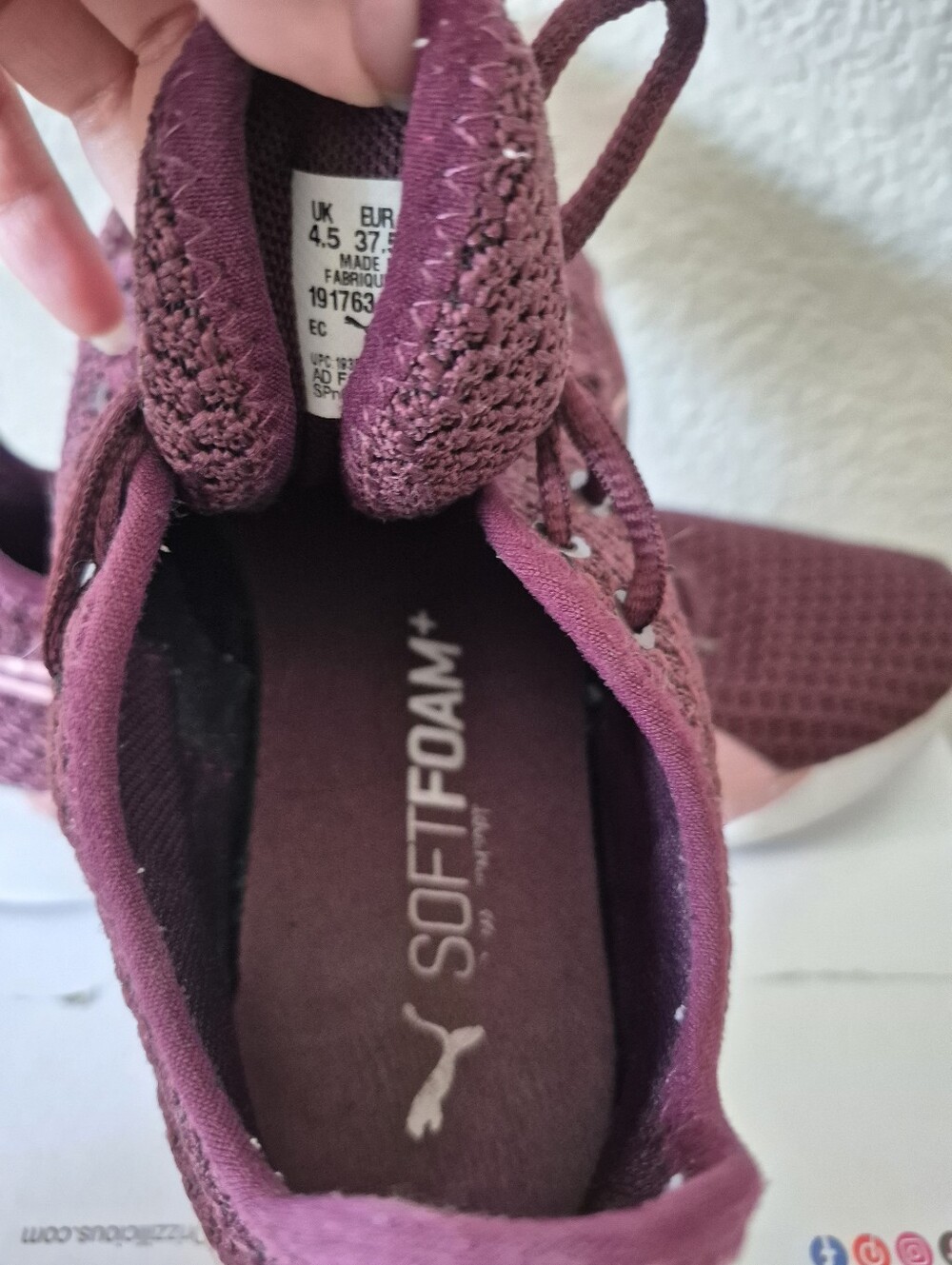 Puma Women’s Burgundy and Pink Knit Sneakers - Picture 8 of 9